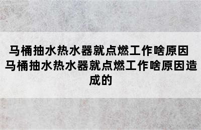 马桶抽水热水器就点燃工作啥原因 马桶抽水热水器就点燃工作啥原因造成的